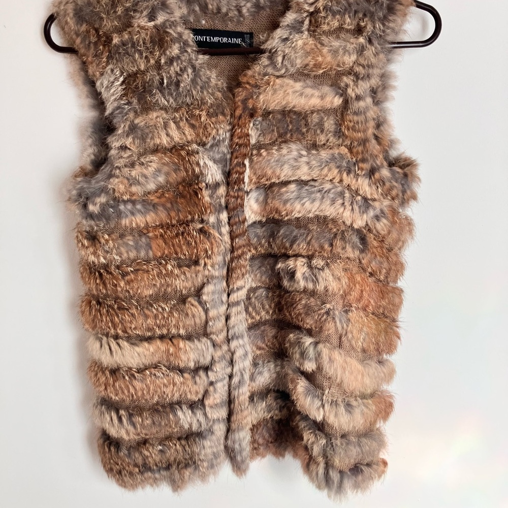 Simons rabbit Fur Vest in Brown and Gray